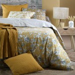 Housse de Couette Jacinthe Moutarde en Coton Percale 240 x 220
