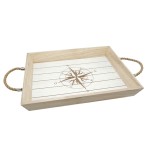 Grand plateau en bois motif rose des vents  41 x 32 cm