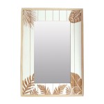 Miroir rectangulaire en bois motif feuillage  48 x 34 cm