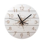 Horloge ronde en bois motif rose des vents  30 cm