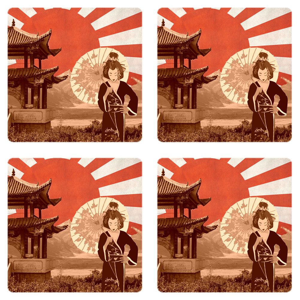 Set de 4 dessous de verres carrs Dcor Japon by Cbkreation