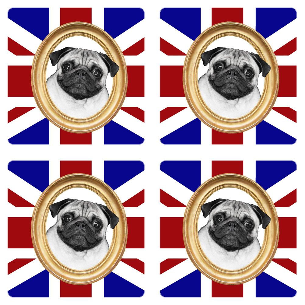 Sous verre London Union Jack Carlin By Cbkreation - lot de 4
