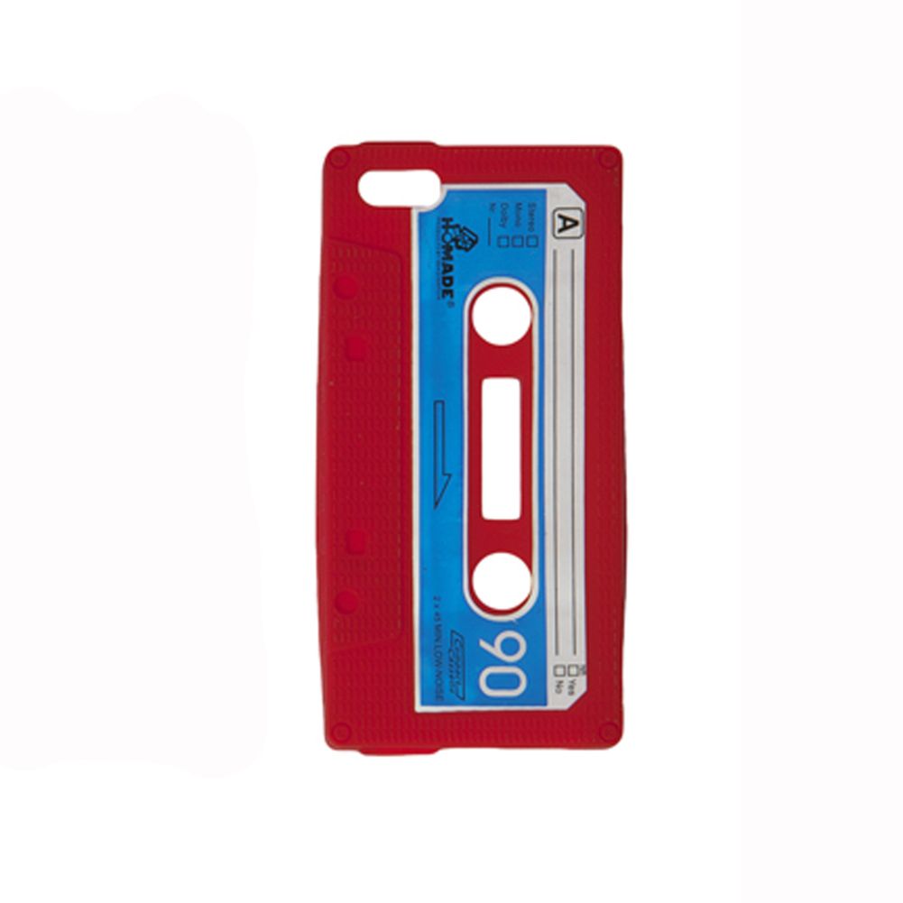 Coque silicone Iphone 5 cassette audio rouge