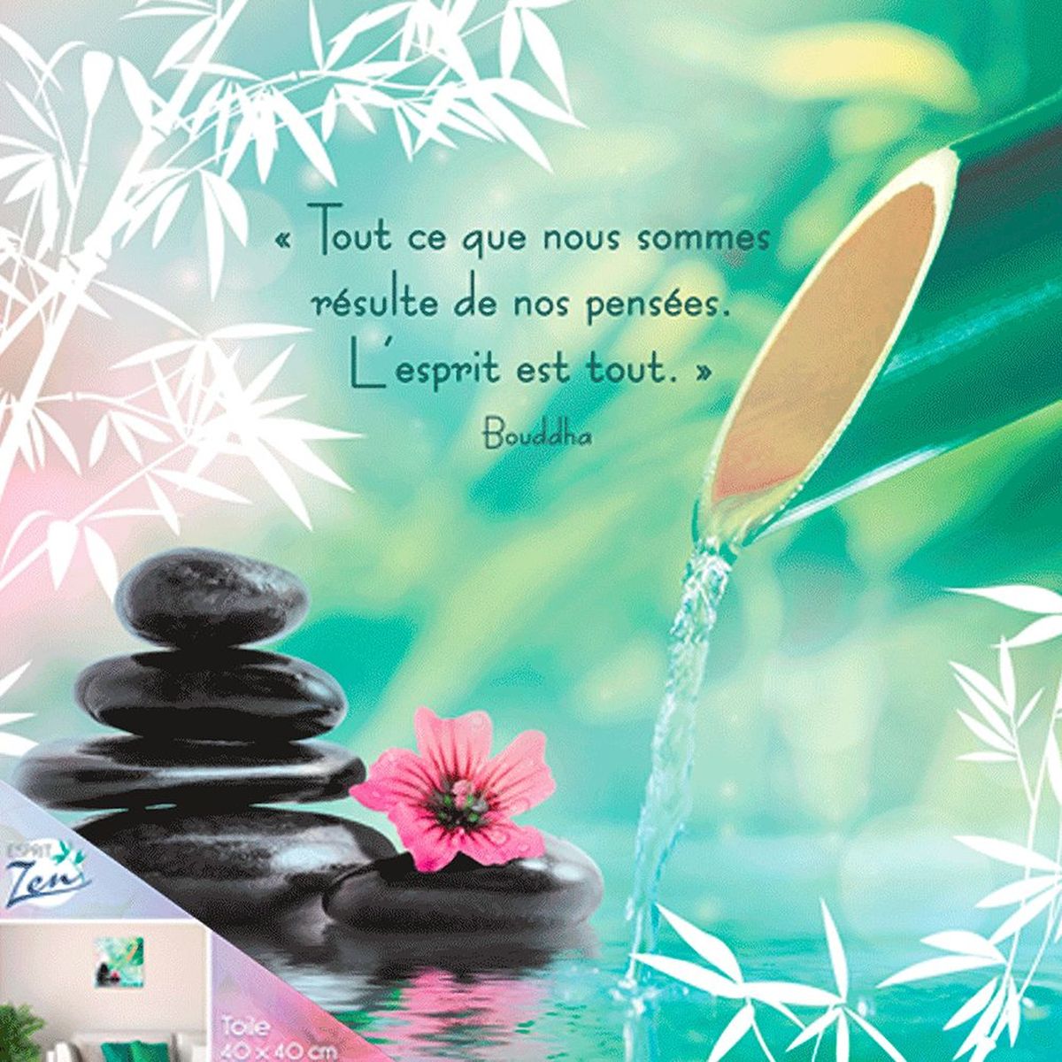 Cadre en toile Citation Bouddha Zen 40 x 40 cm