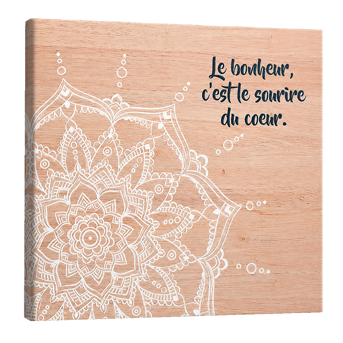 Cadre mandala Le bonheur 40 x 40 cm citation positive