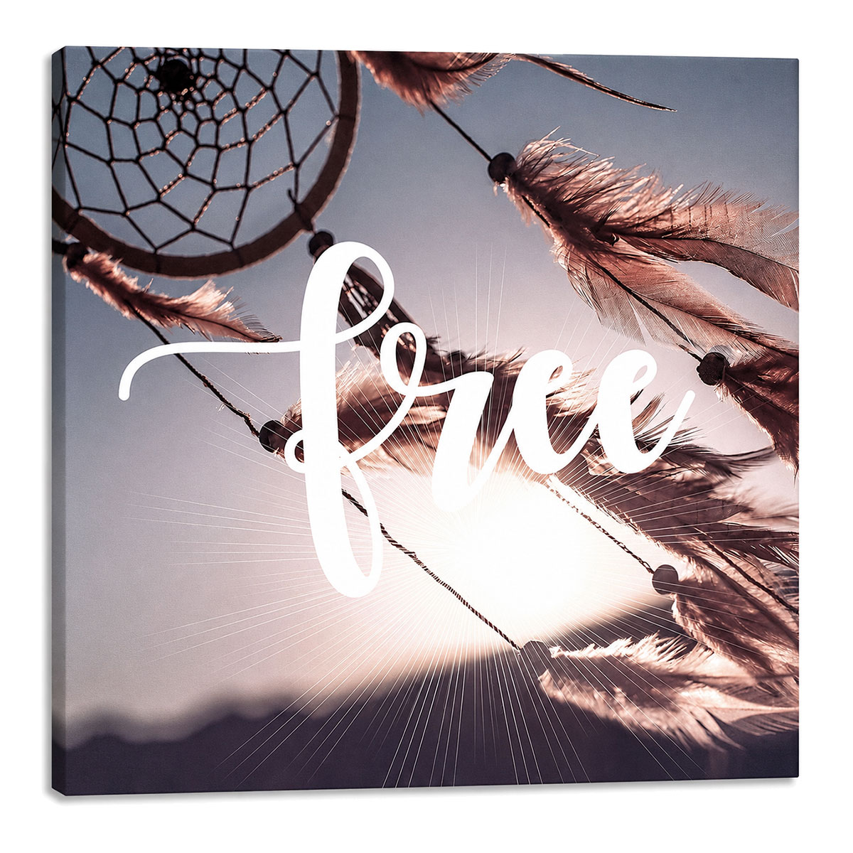 Cadre en toile attrape-r�ves Free boh�me 40 x 40 cm