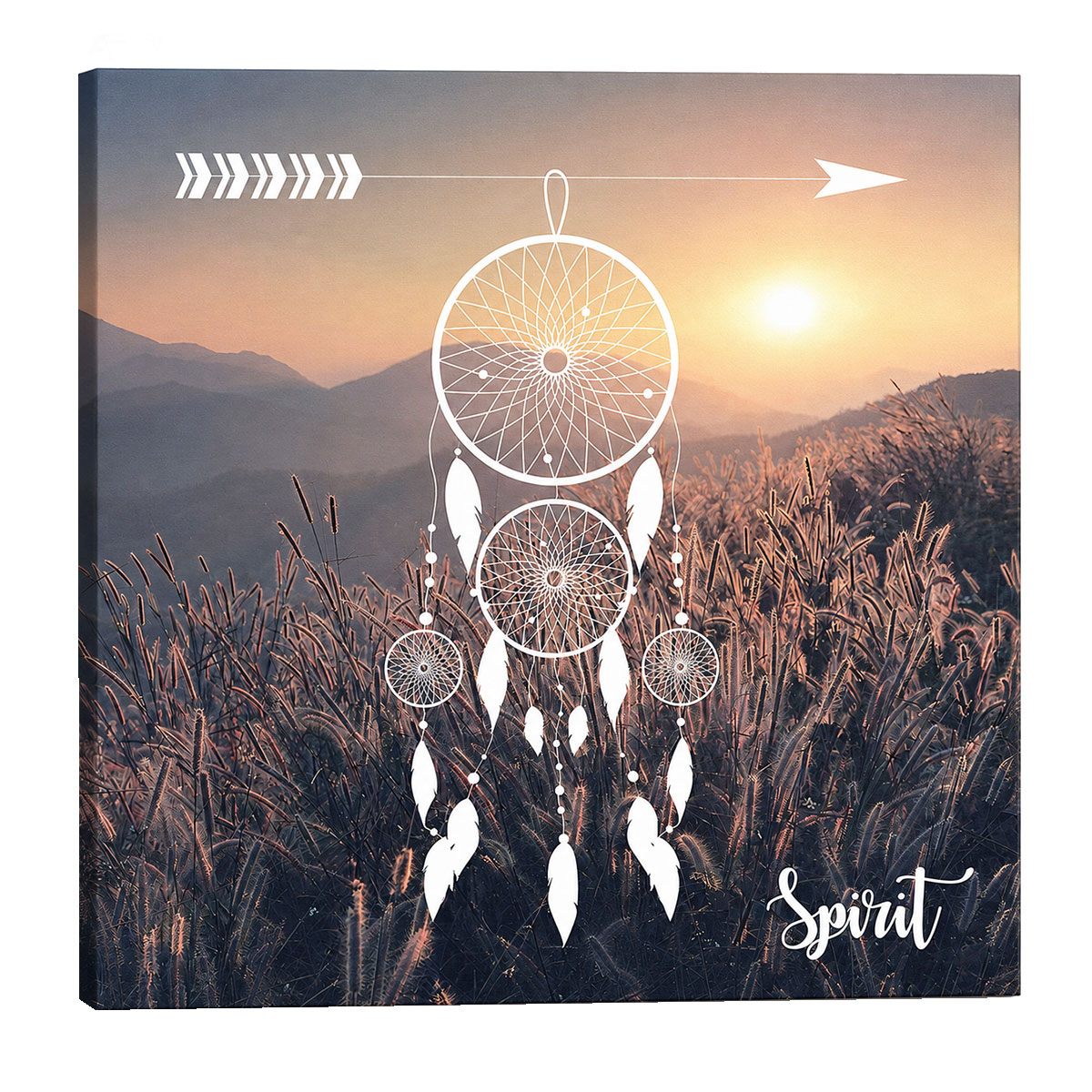 Cadre attrape-r�ves Spirit Boho Indien 40 x 40 cm