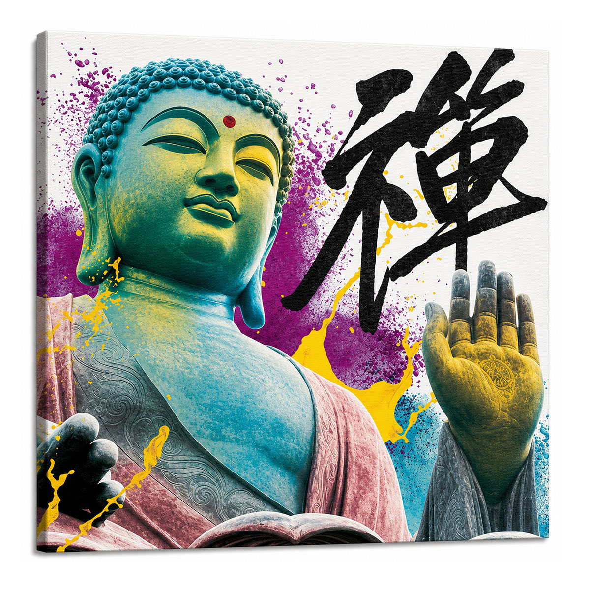 Cadre Bouddha pop art multicolore 40 x 40 cm