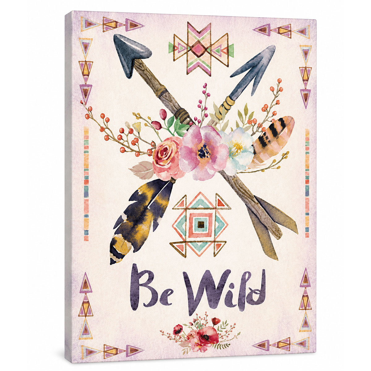 Cadre en toile Be Wild fl�ches et plumes 30 x 40 cm