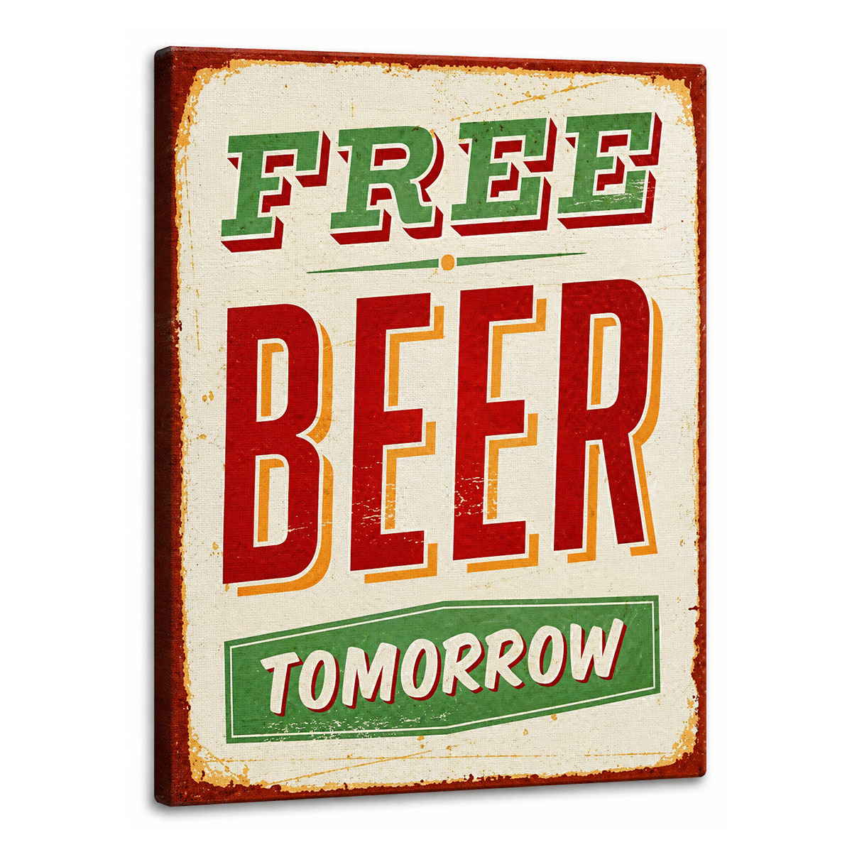 Cadre Free Beer Tomorrow r�tro bi�re 30 x 40 cm