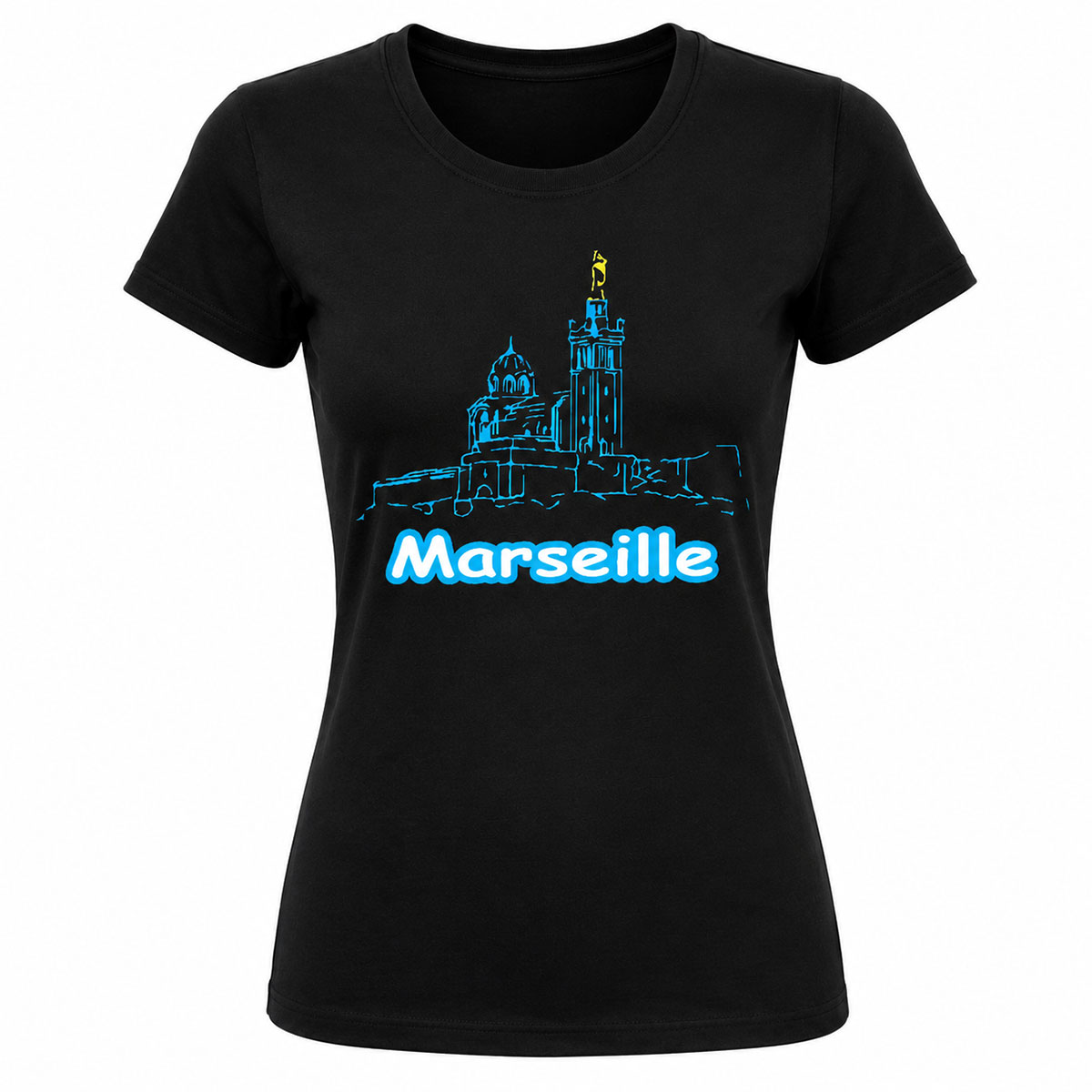 T-shirt Femme Marseille Noir � Taille XL