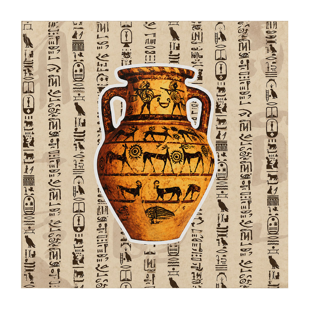 Cadre Egypte Vase Hi�roglyphes en toile 40 x 40 cm