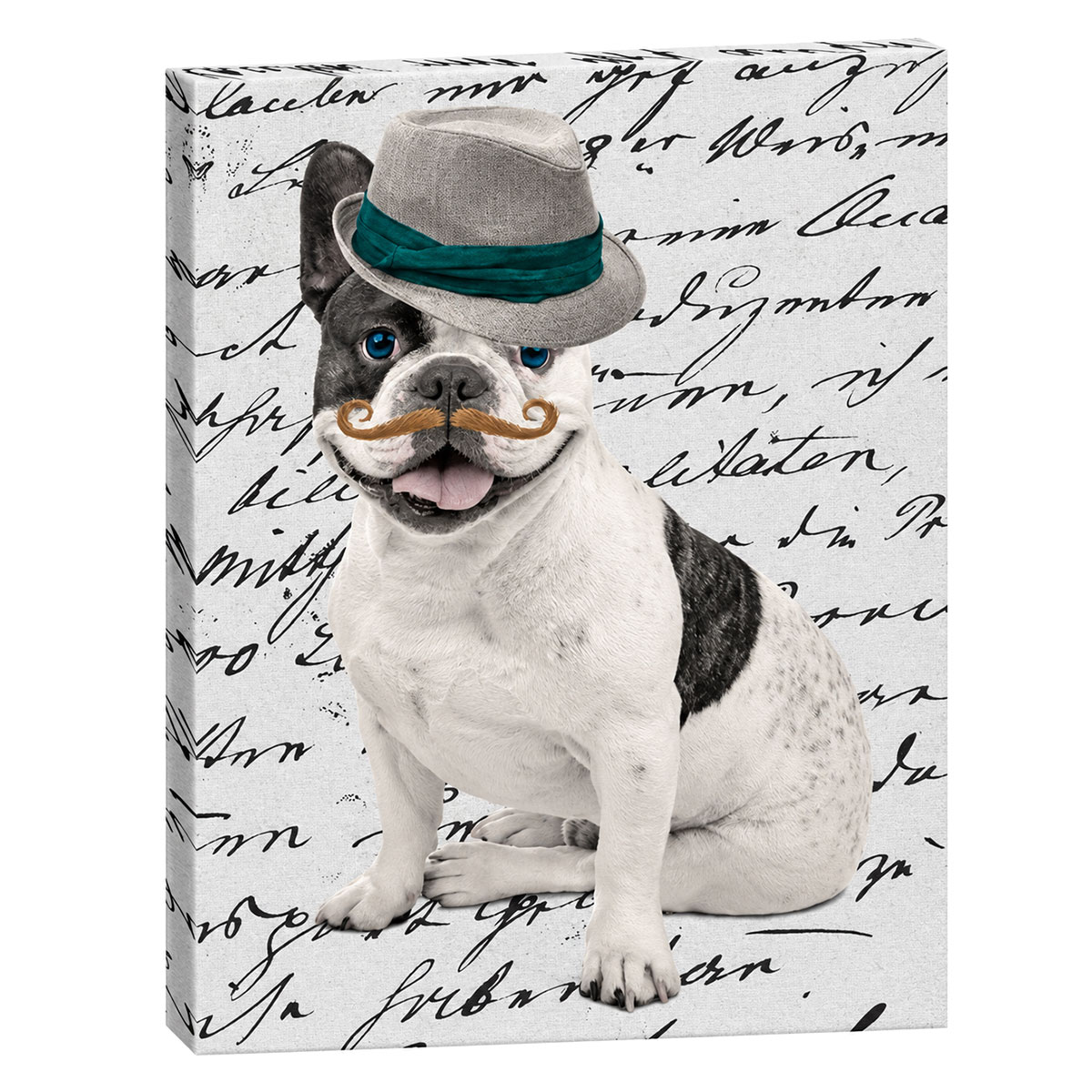 Cadre bulldog po�te en toile imprim�e 30 x 40 cm