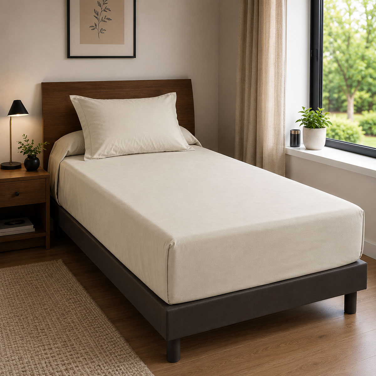 Drap housse Coton percale 80 fils 90 x 190 x 30 cm  - Lin