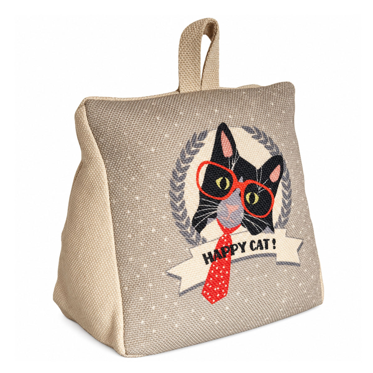 Cale-porte chat Happy Cat beige en polyester 19 cm