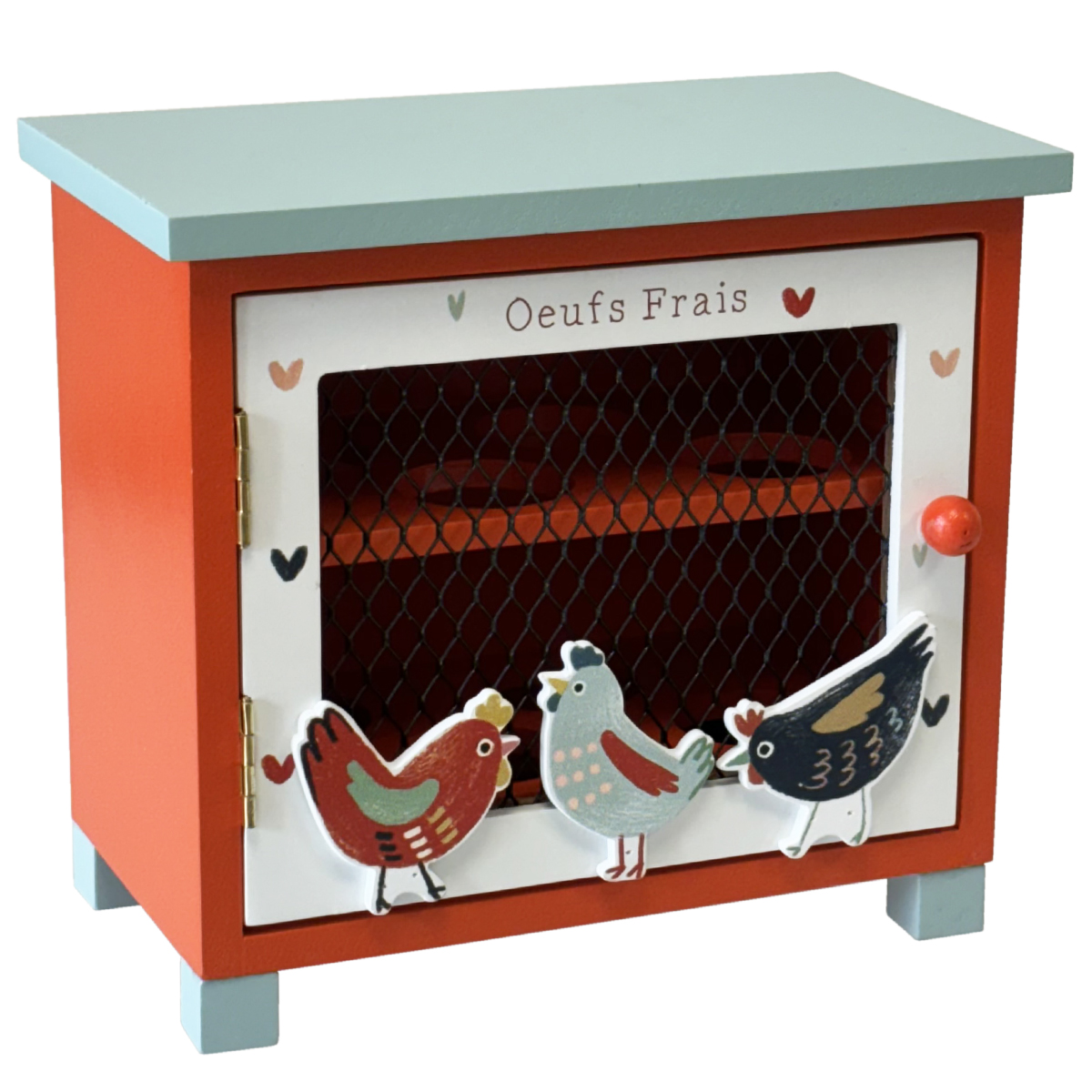 Cave � �ufs en bois orange et bleu 8 �ufs