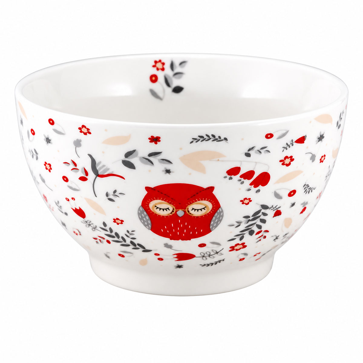 Bol en porcelaine Hibou rouge 480 ml