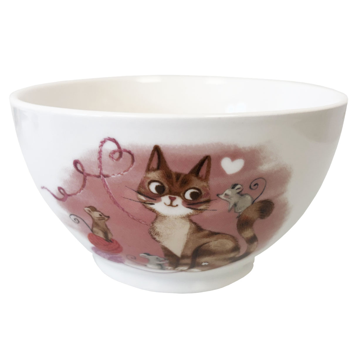 Bol en gr�s Chat, souris et pelotes de laine 480 ml