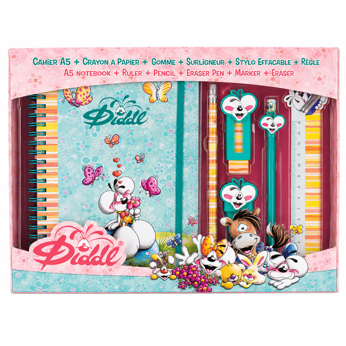Coffret cadeau �criture Diddl avec cahier A5 et accessoires