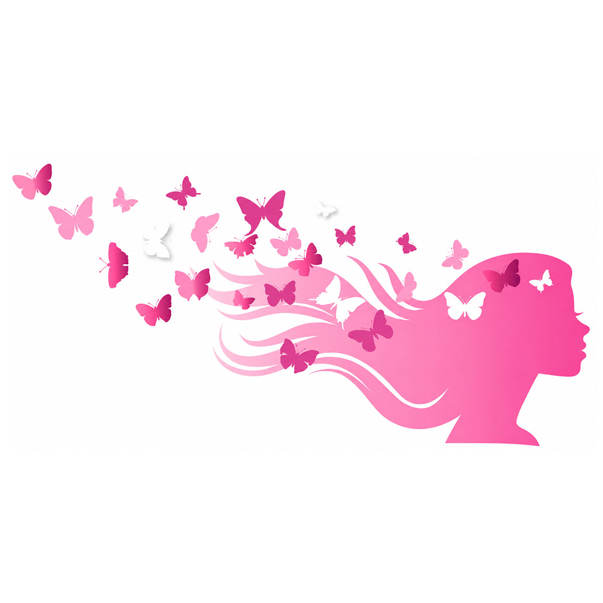 Sticker mural Vent de papillons rose 20 x 70 cm