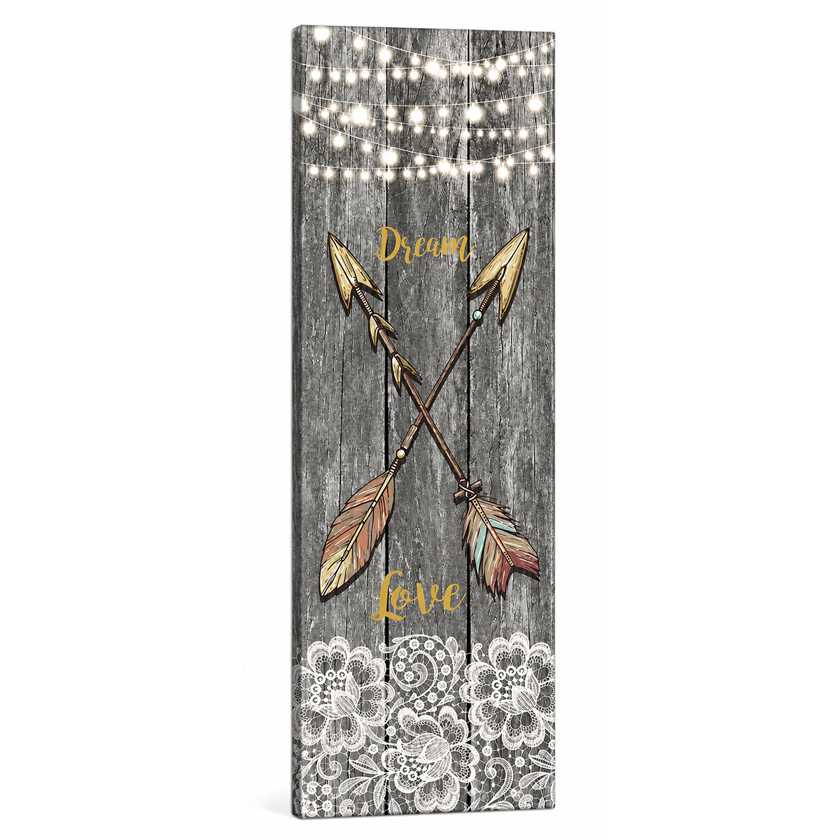 Cadre boho fl�ches Dream Love en toile 30 x 90 cm