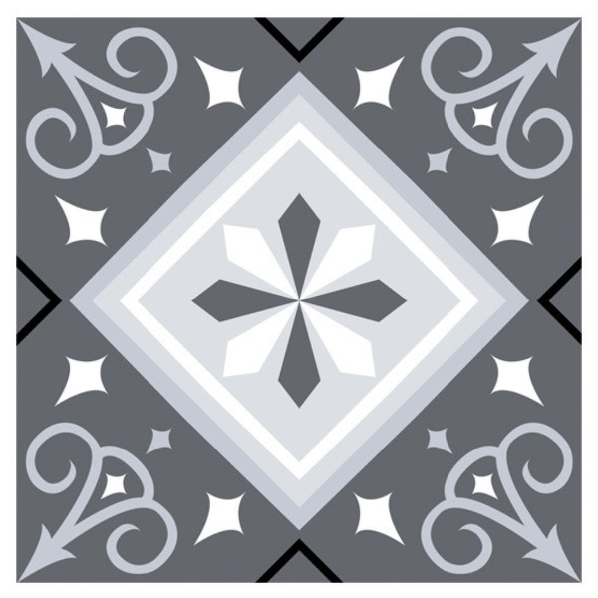 Stickers carreaux de ciment 15 x 15 cm - par 6 - Gris