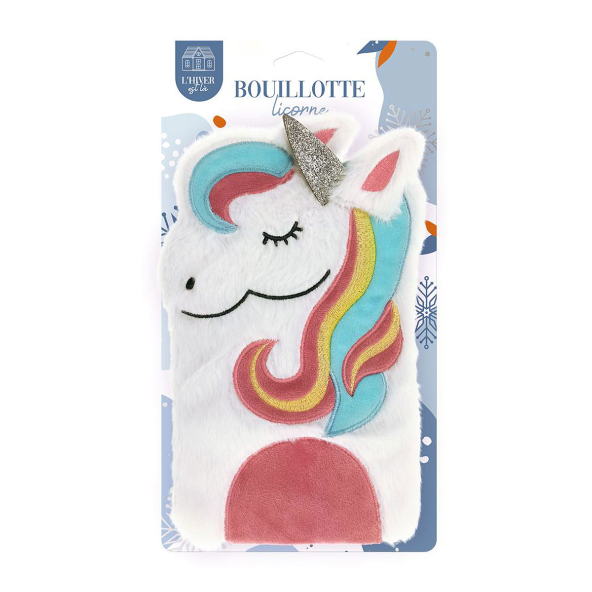 Bouillotte pour enfant licorne en fourrure douce  27 x 16 cm