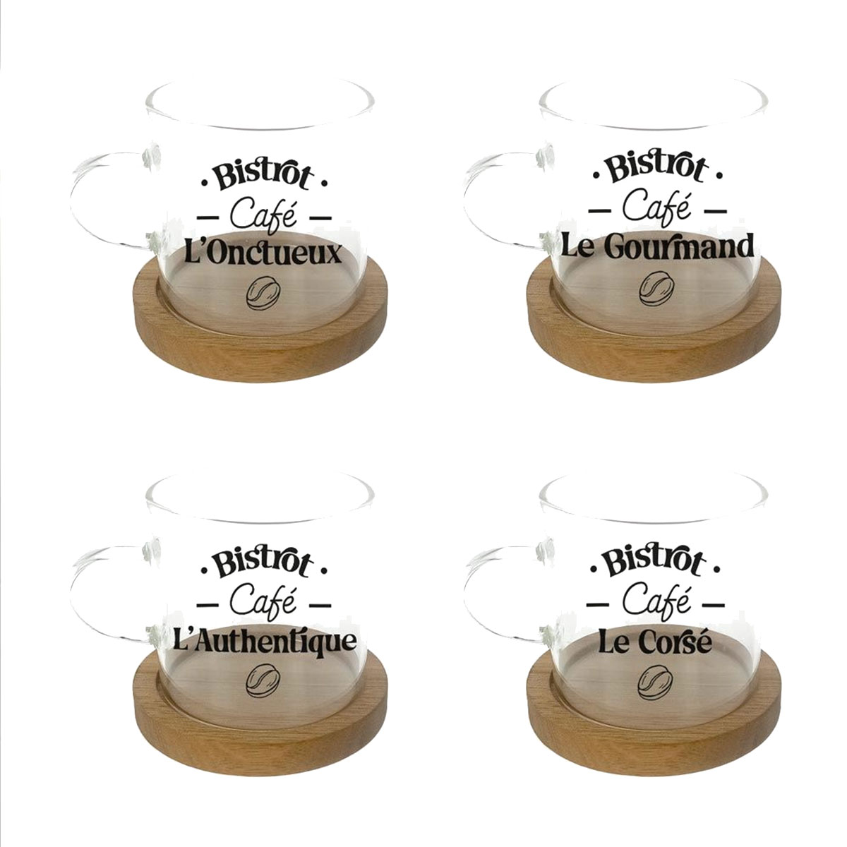 Coffret de 4 Tasses  Caf Rtro