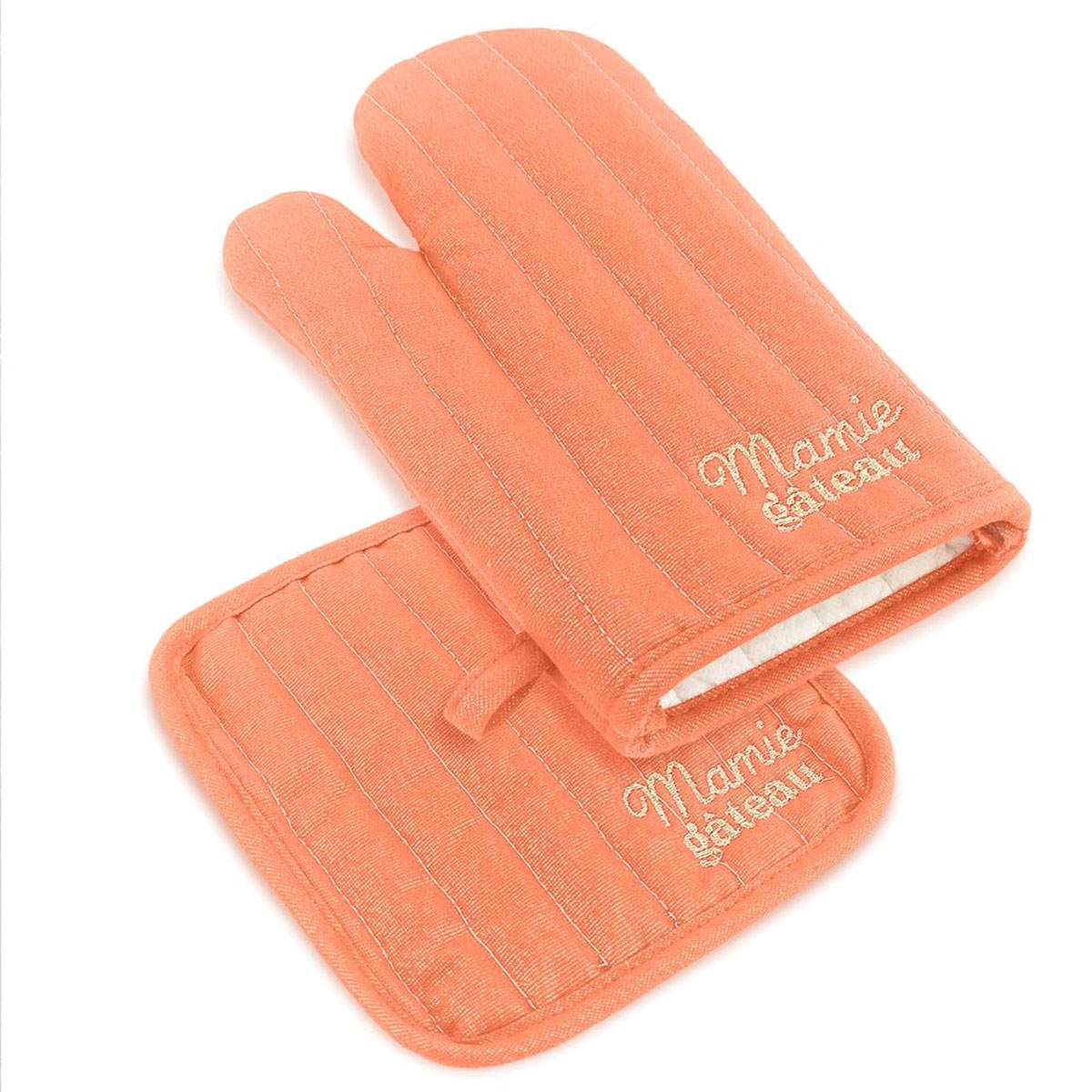 Set gant et manique de cuisine Mamie g�teau � Orange paillet�