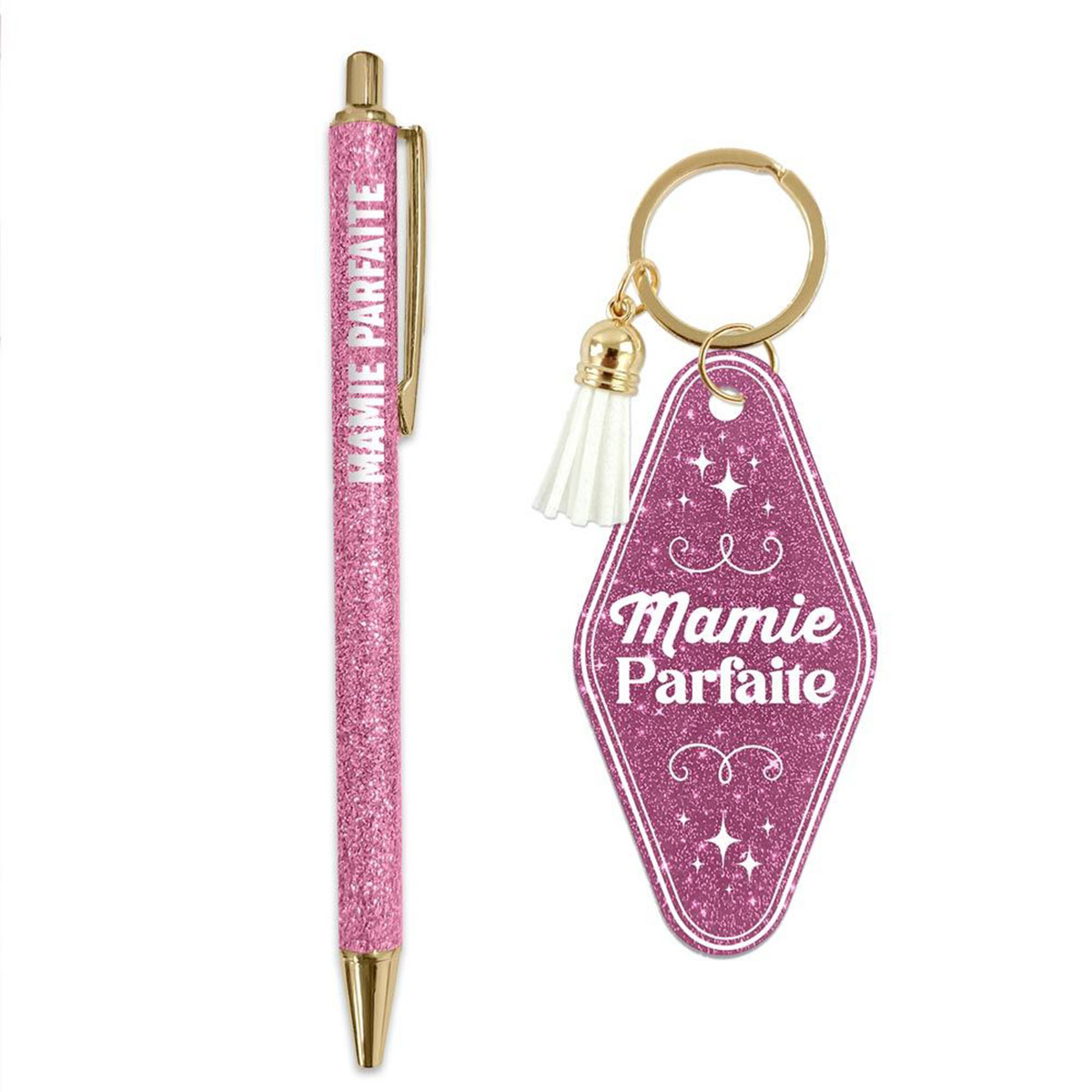 Set cadeau Mamie Parfaite stylo et porte-cl�s paillet�s