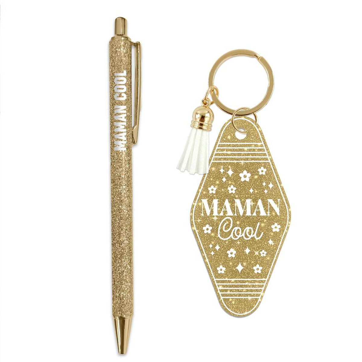 Set cadeau Maman Cool stylo et porte-cl�s paillet�s