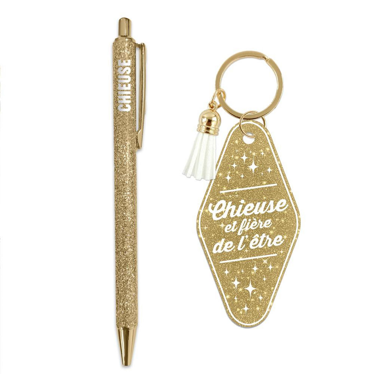 Set cadeau Chieuse et fi�re de l'�tre stylo et porte-cl�s