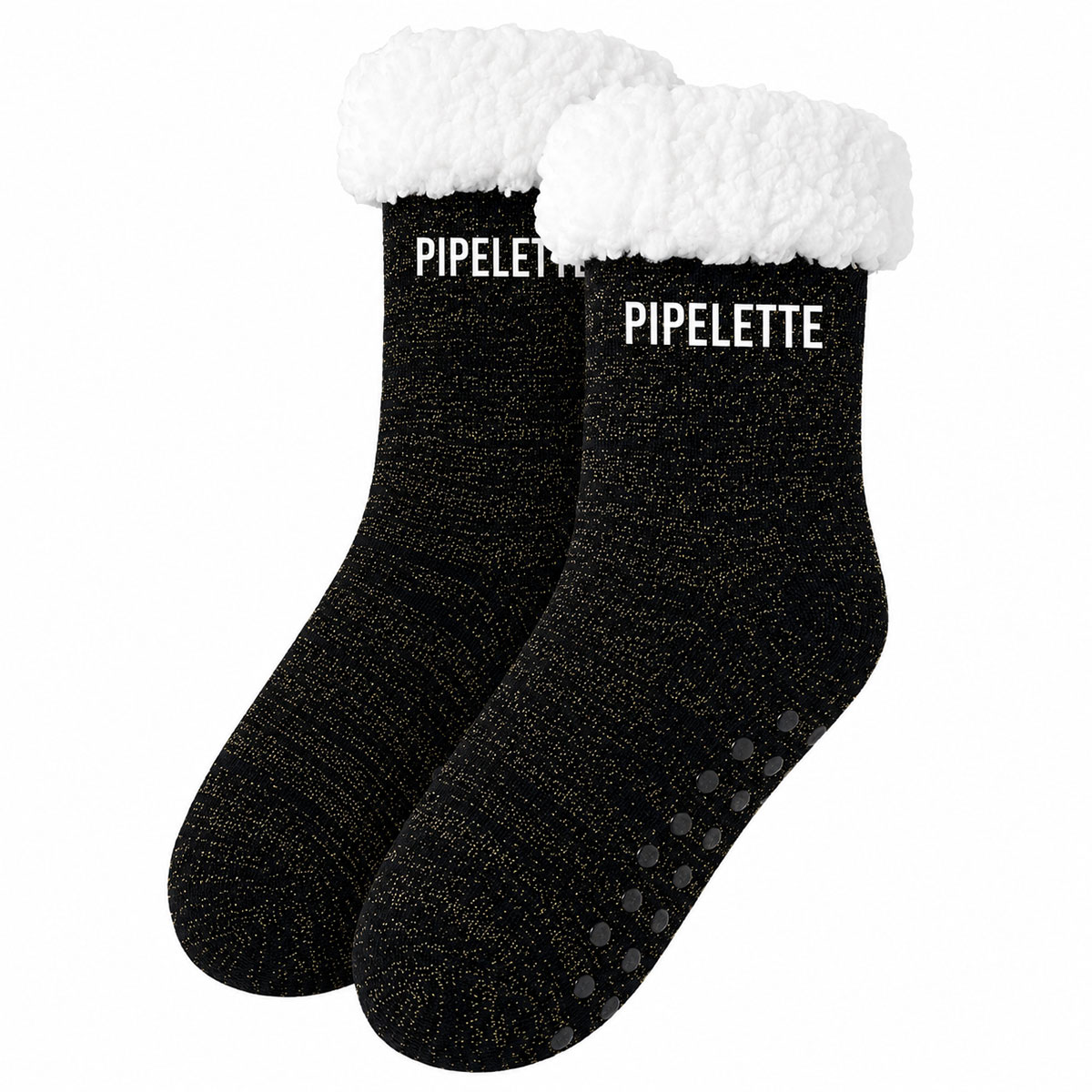 Chaussettes moumoute � paillettes Pipelette