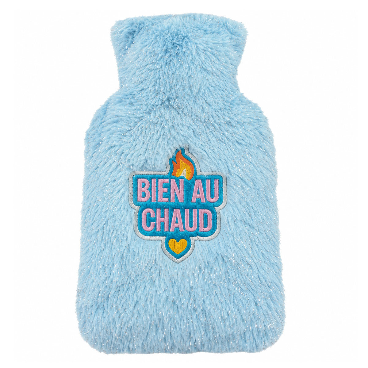 Bouillotte � eau peluche Bien au chaud bleu ciel 27 cm