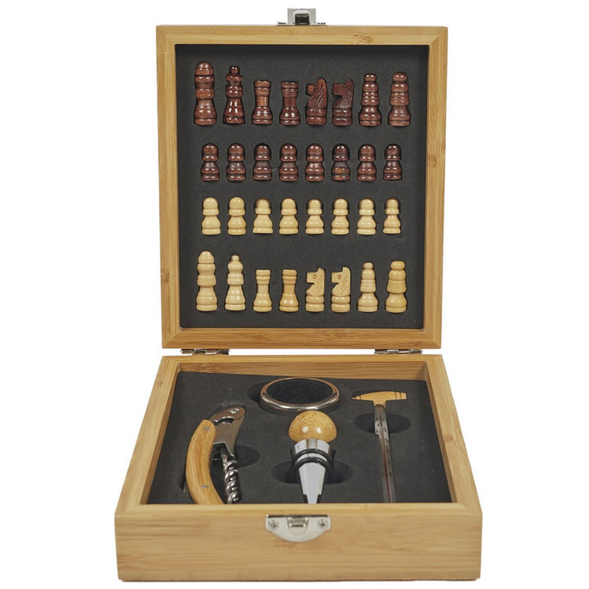 Coffret vin et jeu dchecs bambou
