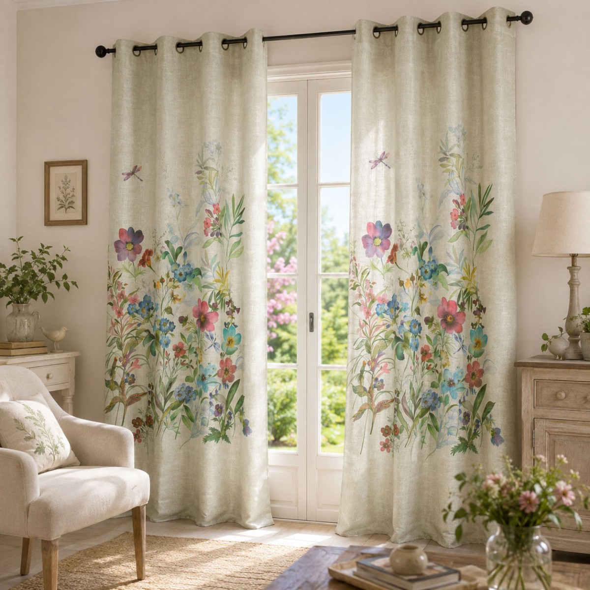 Rideau tamisant � �illets Magnolia beige 140 x 260 cm