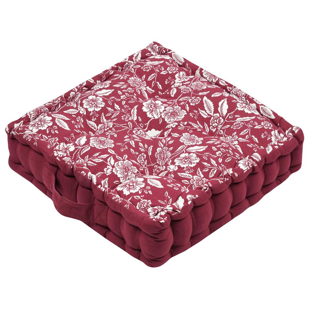 Coussin de sol Bibury en coton - Rouge et blanc