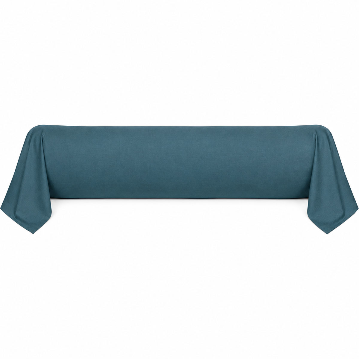 Taie traversin �lys�e bleu p�trole 45 x 185 cm en percale