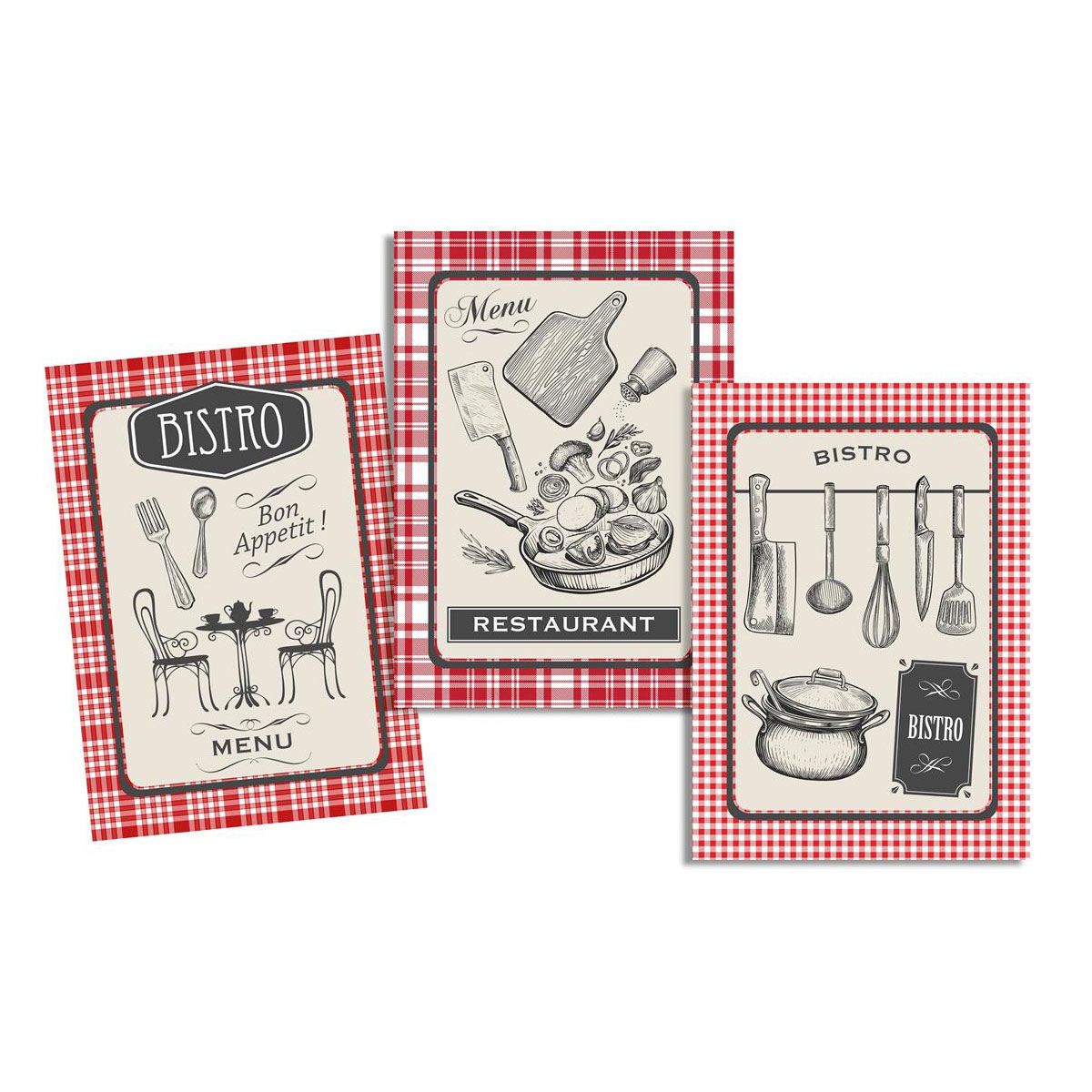 Lot de 3 torchons Bistro  50 x 70 cm  Fabriqu au Portugal