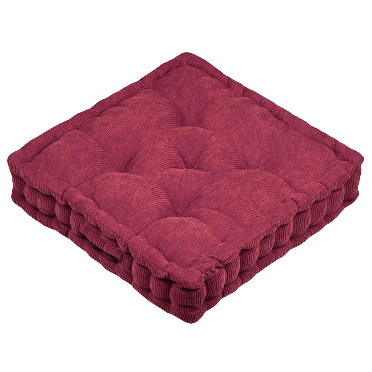 Coussin de sol velours c�tel� Dandy bordeaux 43 x 43 cm
