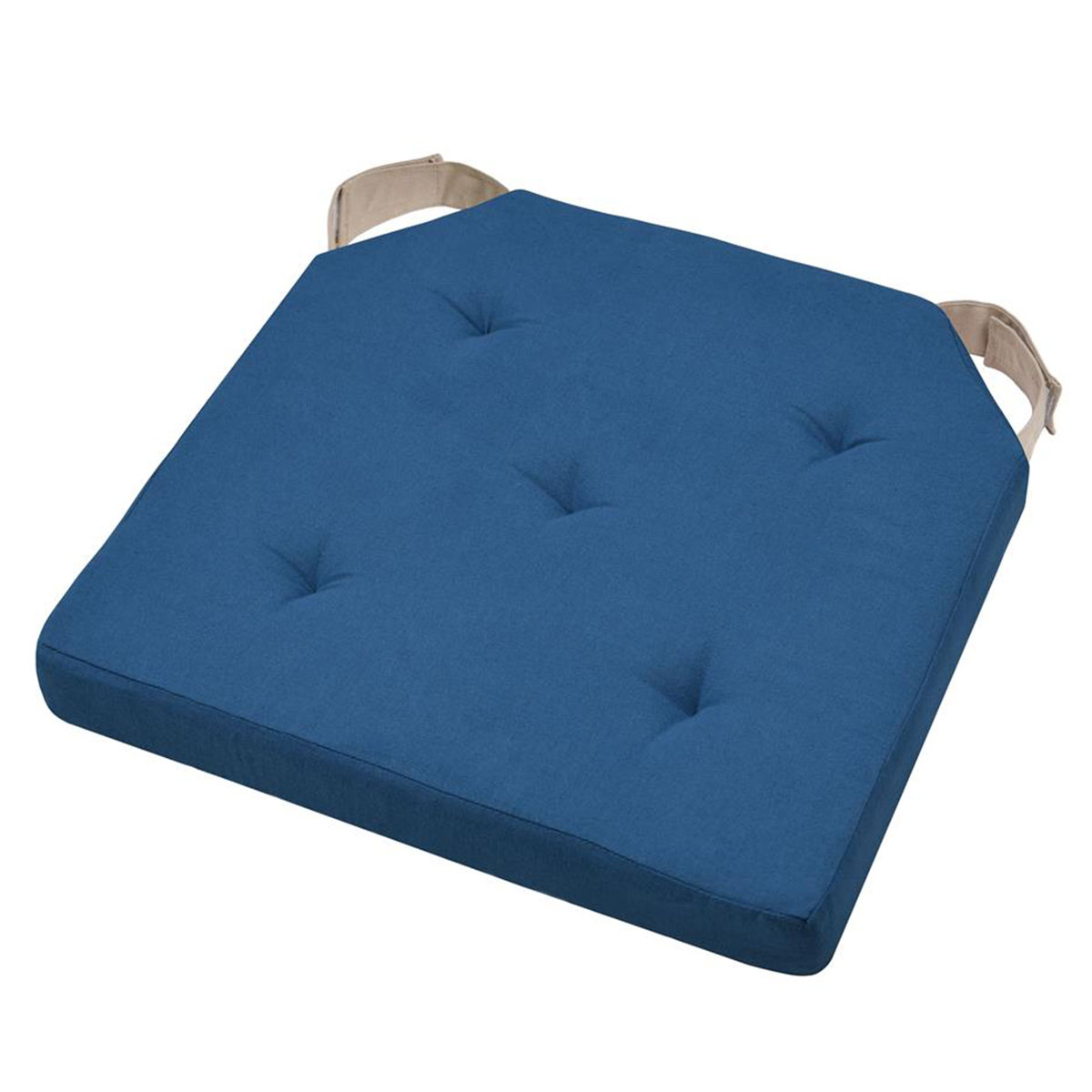 Galette de chaise carr�e bleue 38 x 38 cm