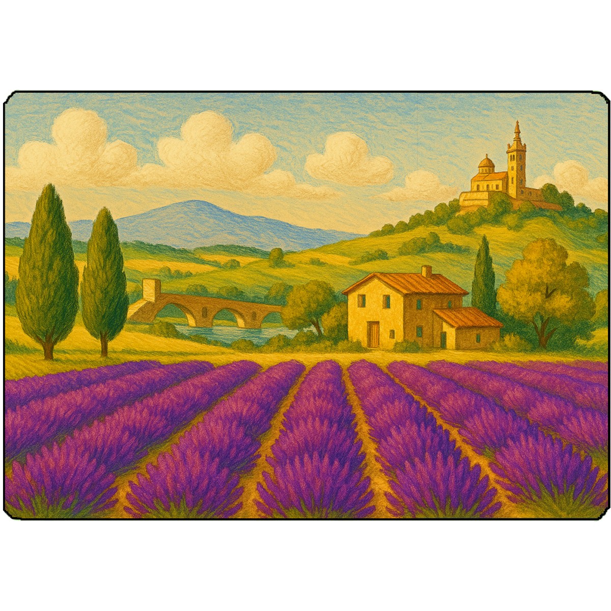 Planche  dcouper Champ de lavande  Paysage de Provence