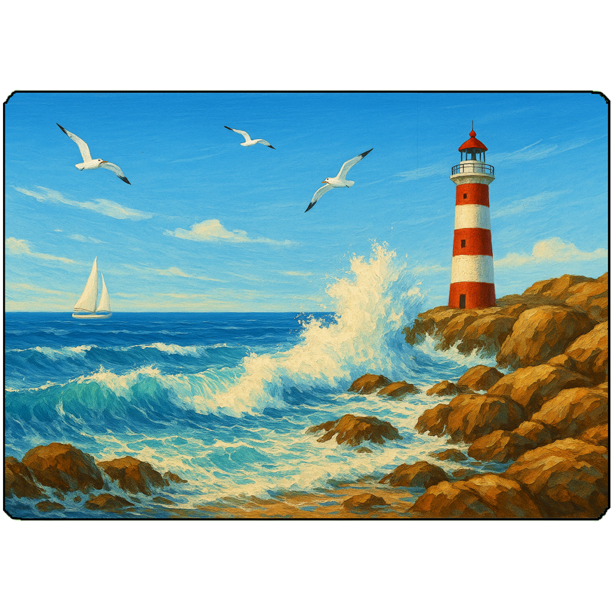 Planche  dcouper Phare en bord de mer