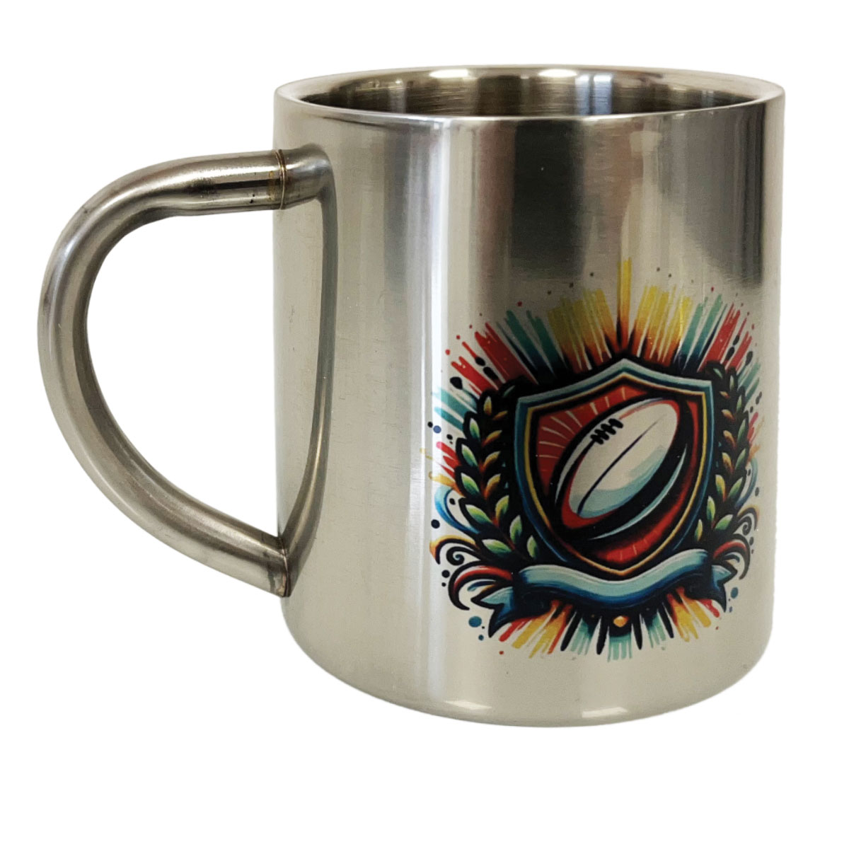 🏉 Tasse Ballon de Rugby  Inox Double Paroi  200 ml
