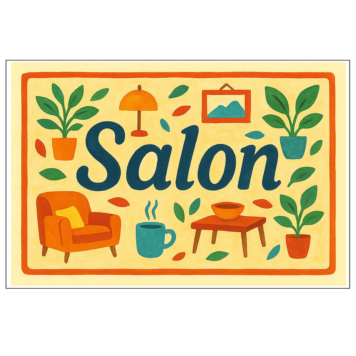Plaque de Porte en Mtal Salon