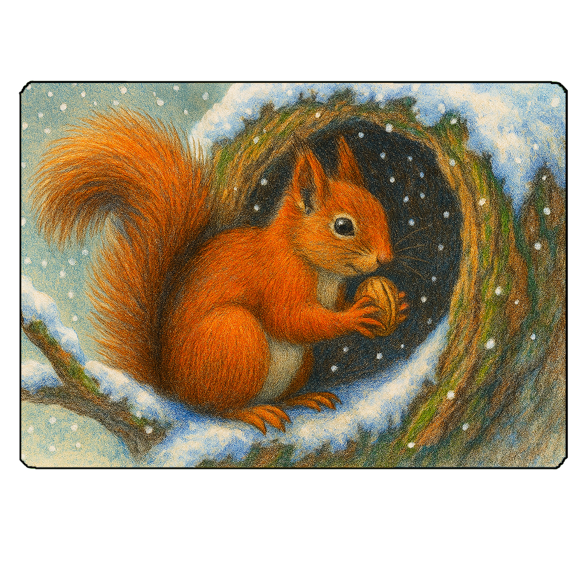 Planche  dcouper en verre cureuil dhiver