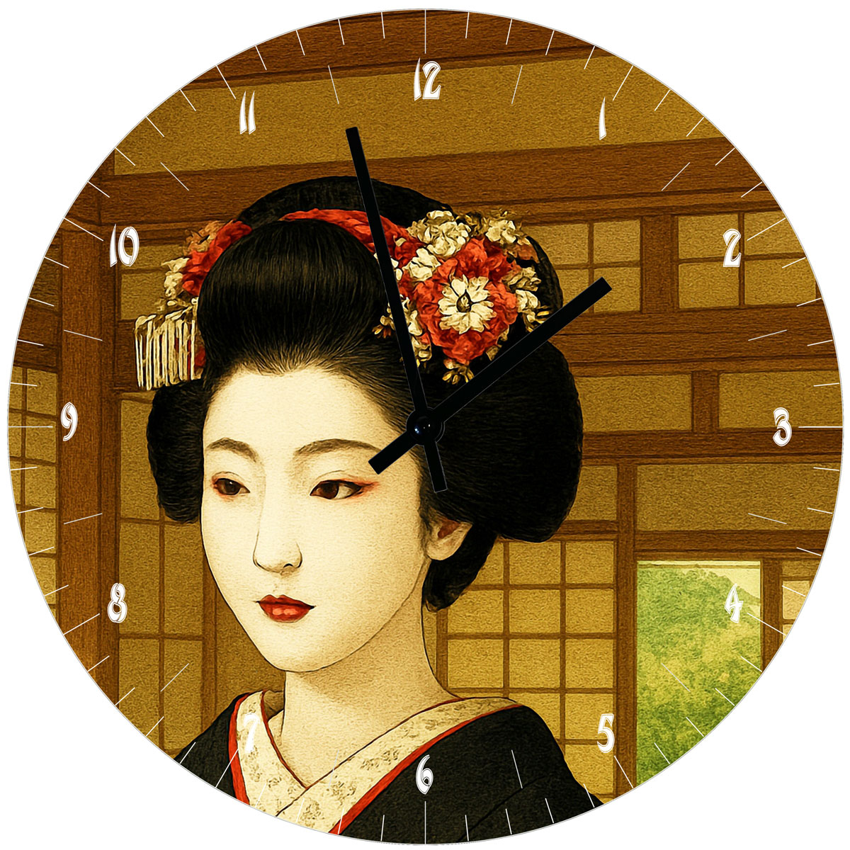 Horloge Geisha en verre