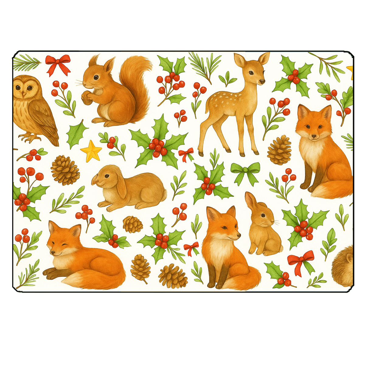 Planche  dcouper animaux de la fort de Nol 28,5  20 cm