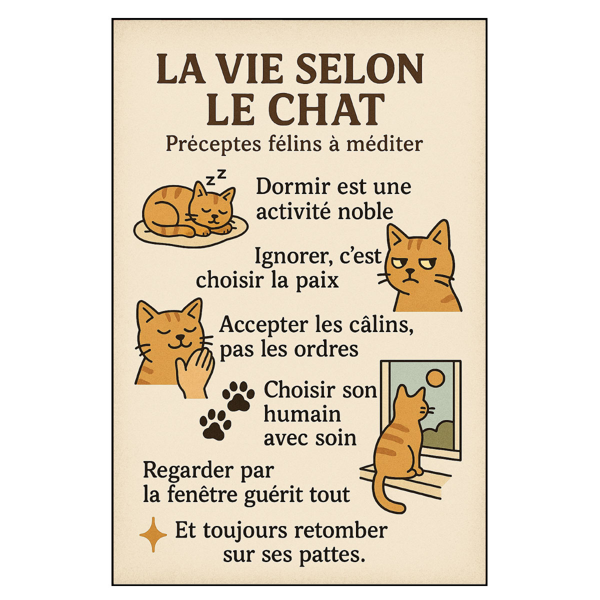 Plaque mtal La Vie Selon le Chat  30,5 x 20 cm