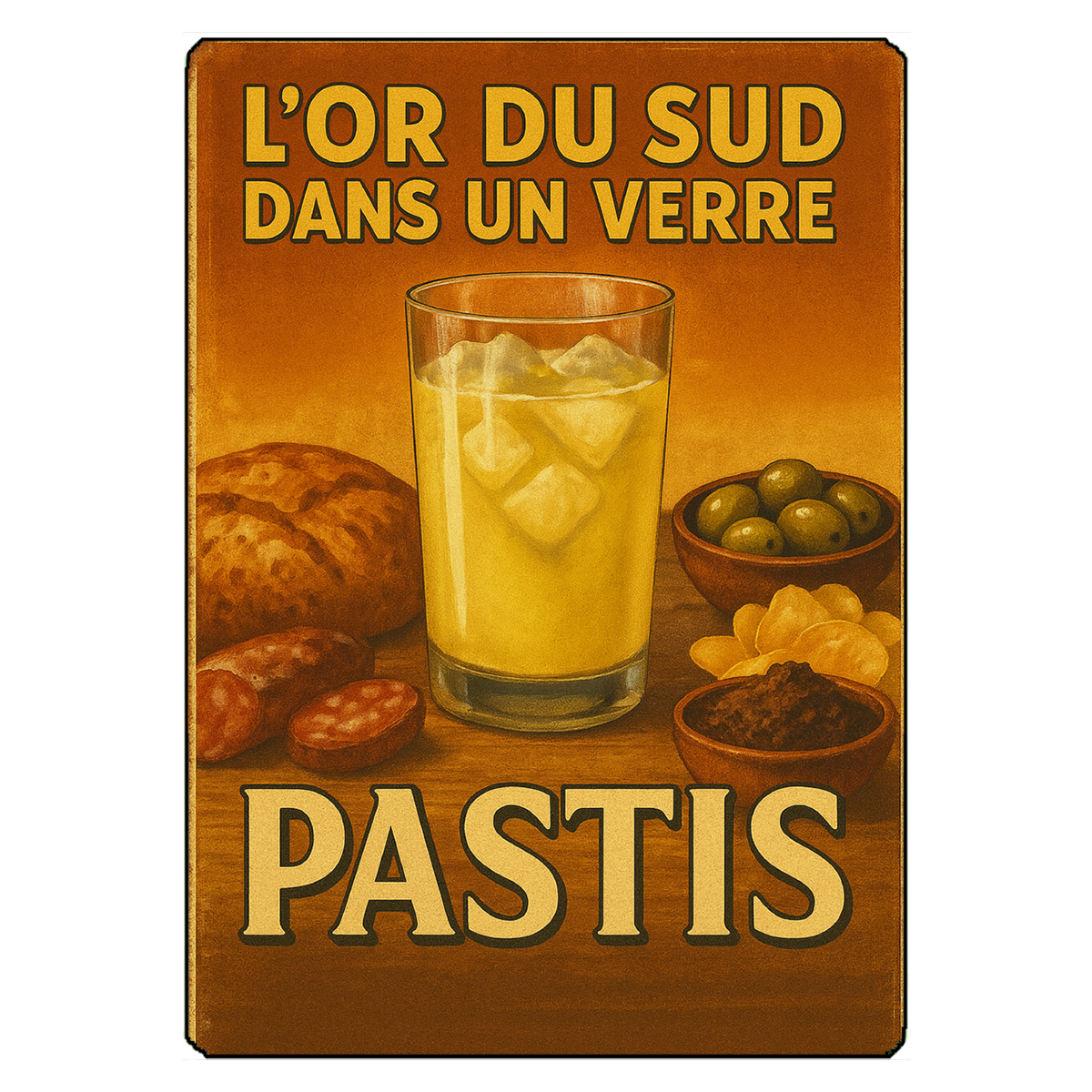 Planche  Dcouper en Verre  Pastis, LOr du Sud dans un Verre
